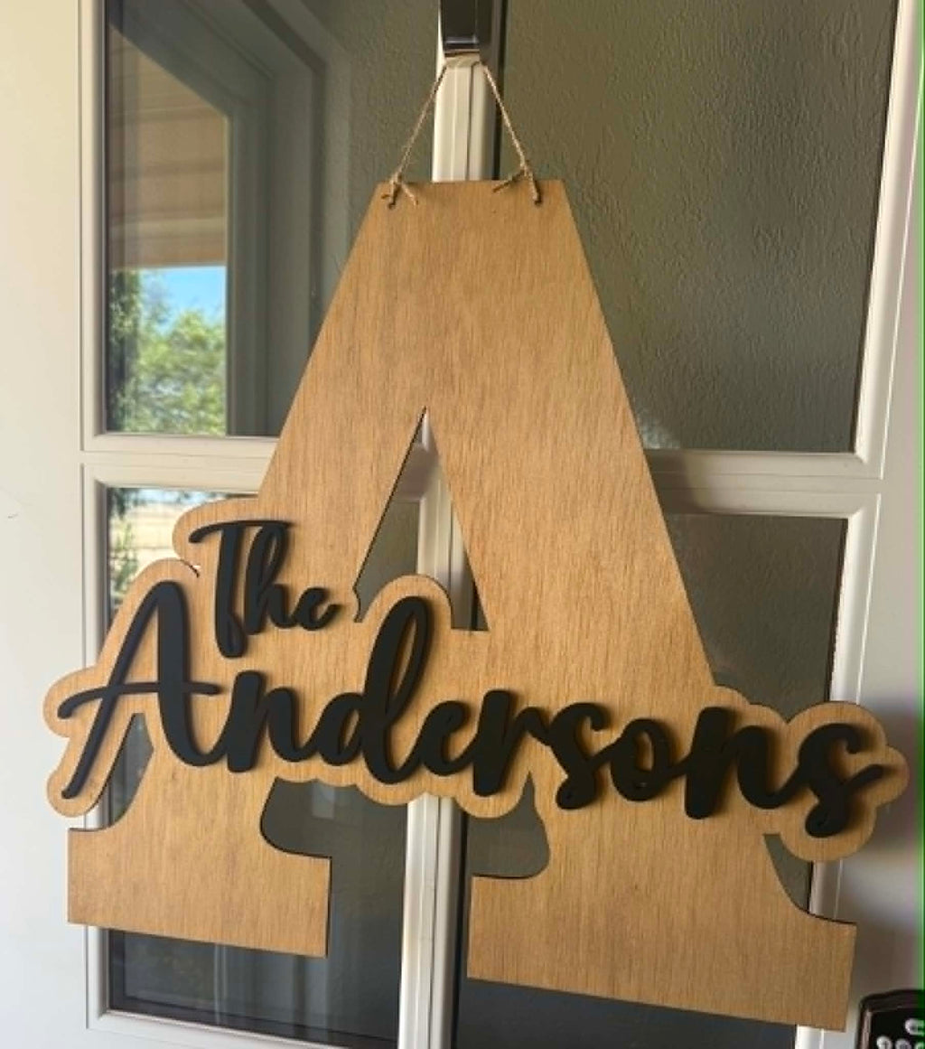 Personalized Family Name Door Hanger | Wedding Guest Book Alternative | Custom Last Name Sign | 3D Wooden Initial Letter | Housewarming Gift
