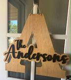 Personalized Family Name Door Hanger | Wedding Guest Book Alternative | Custom Last Name Sign | 3D Wooden Initial Letter | Housewarming Gift
