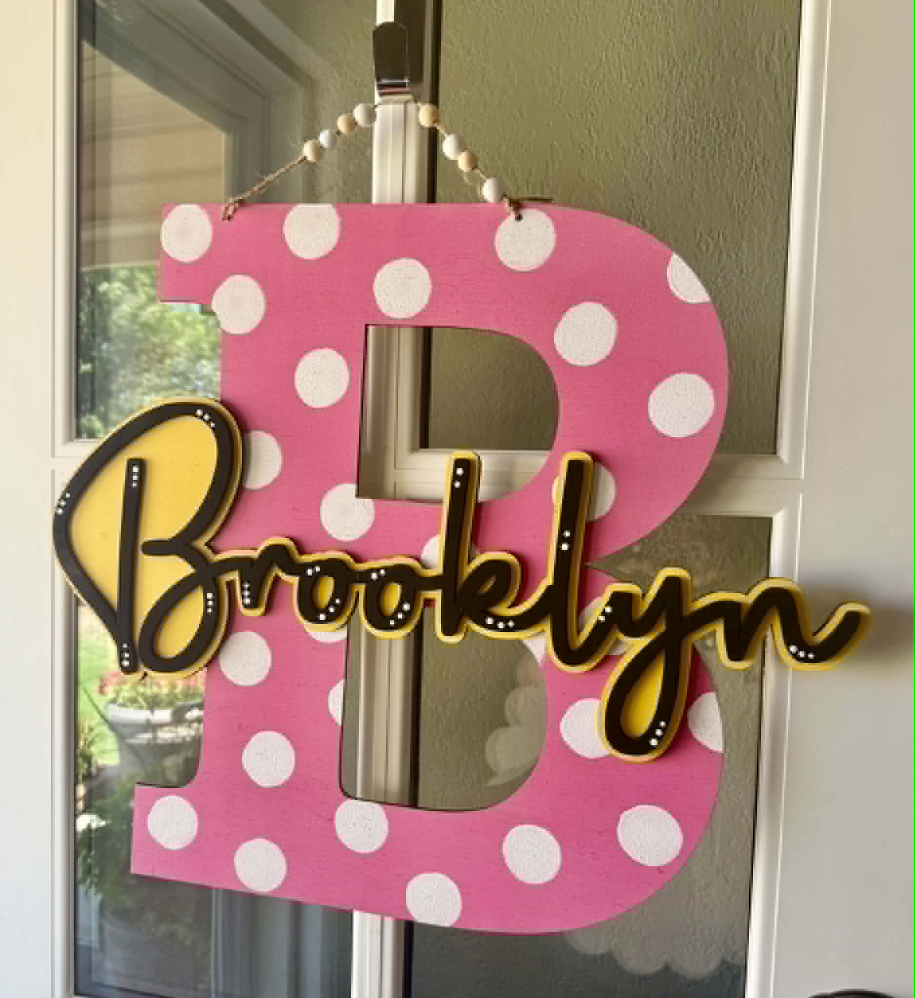 Personalized Whimsy Letter Door Hanger | Custom Name Sign | Kids Room Decor | Baby Nursery Gift | Polka Dot Initial Sign