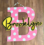 Personalized Whimsy Letter Door Hanger | Custom Name Sign | Kids Room Decor | Baby Nursery Gift | Polka Dot Initial Sign