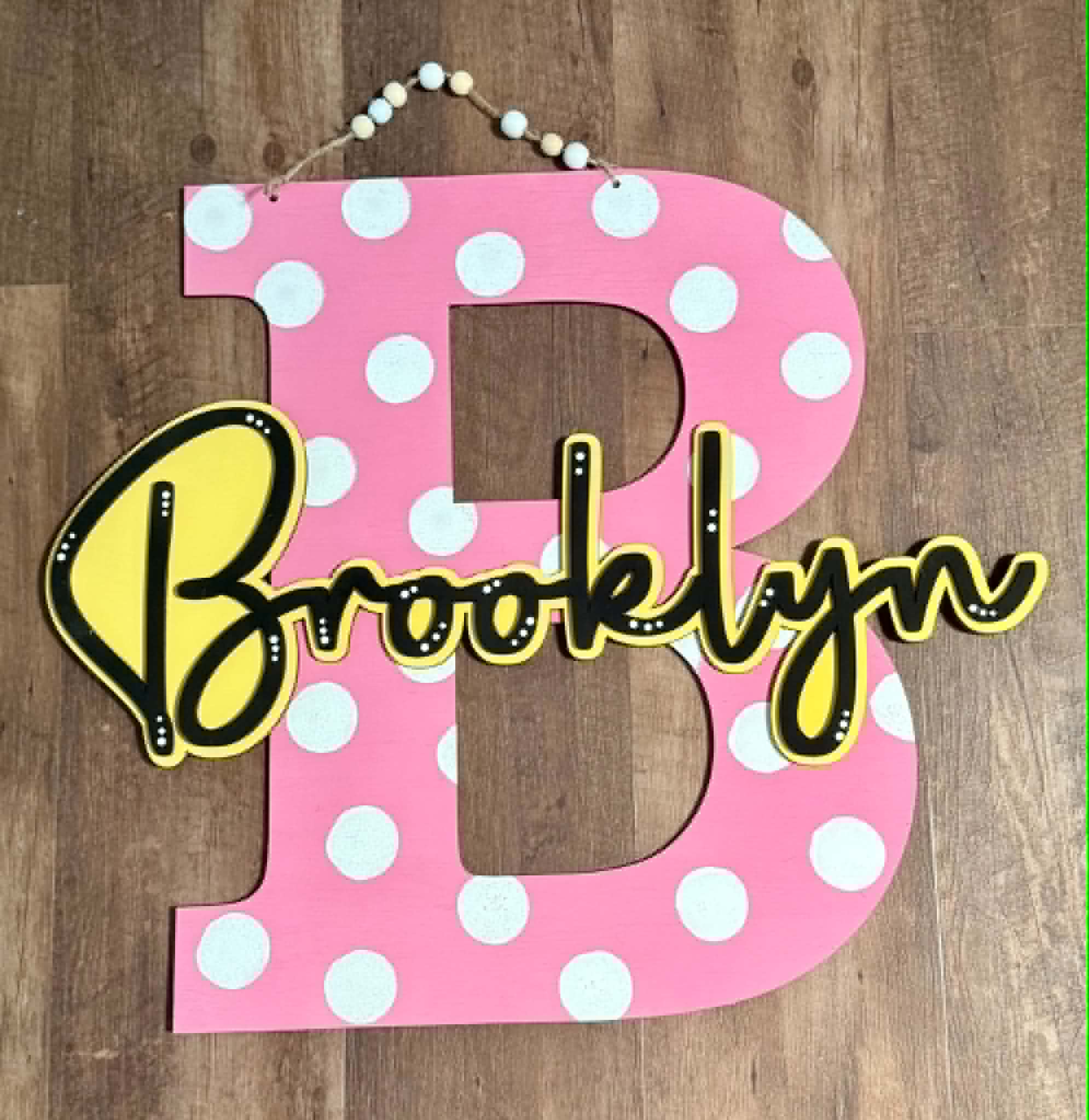 Personalized Whimsy Letter Door Hanger | Custom Name Sign | Kids Room Decor | Baby Nursery Gift | Polka Dot Initial Sign