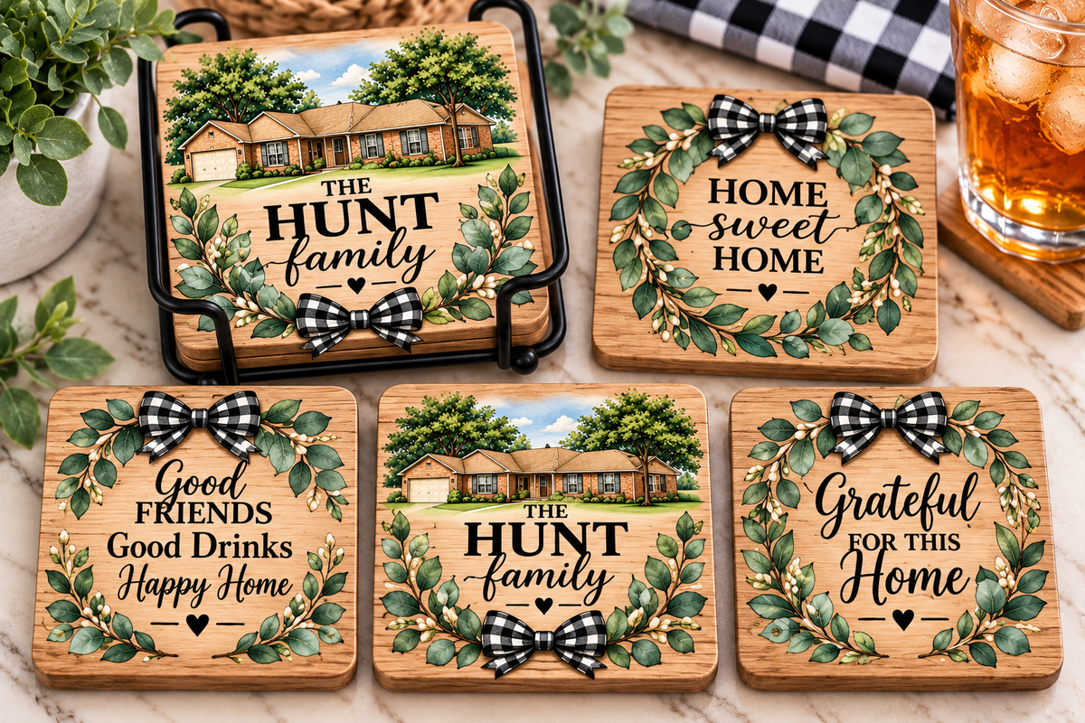 Custom House Coaster Set