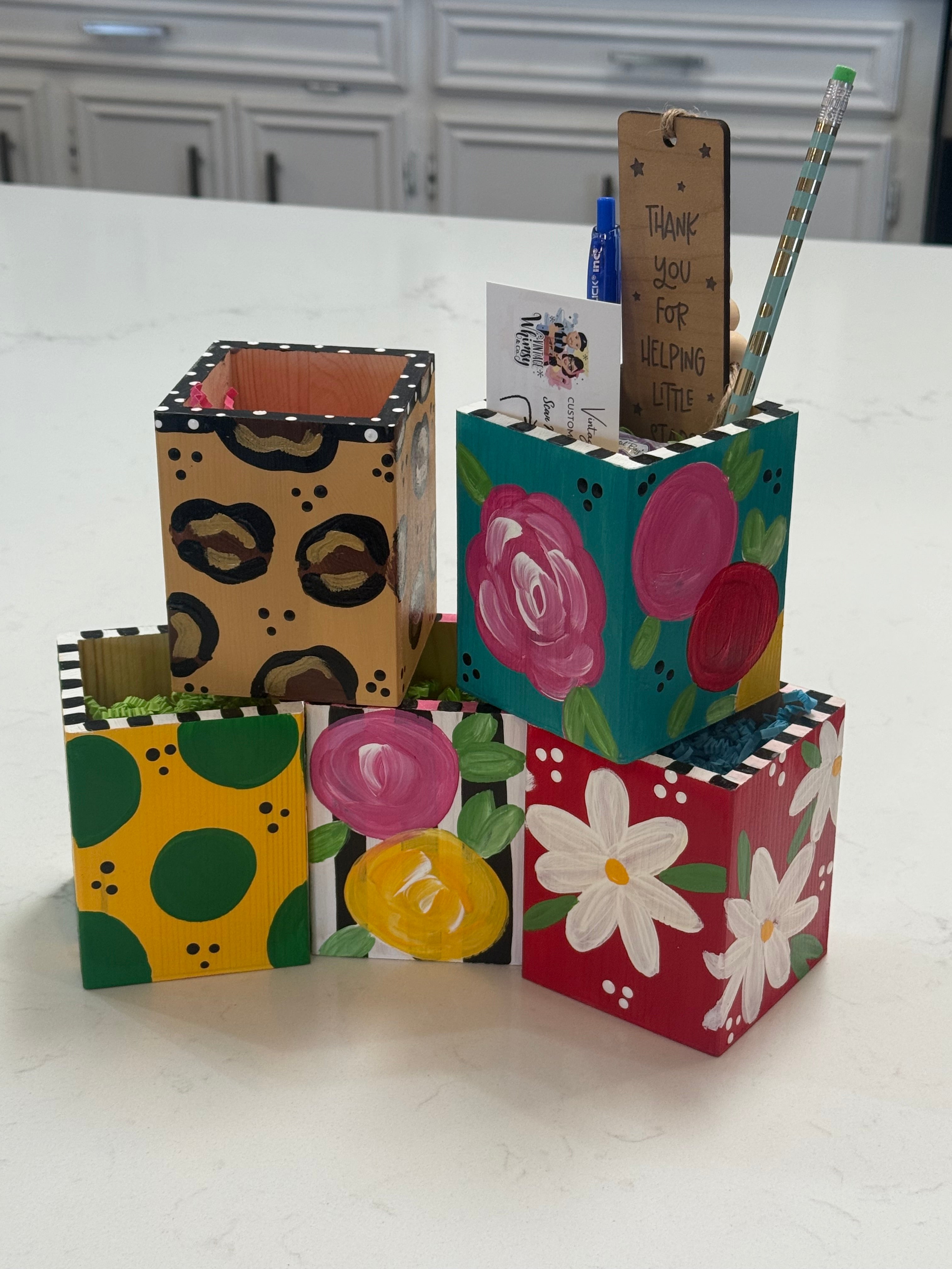 Handpainted Teacher Pencil Caddies