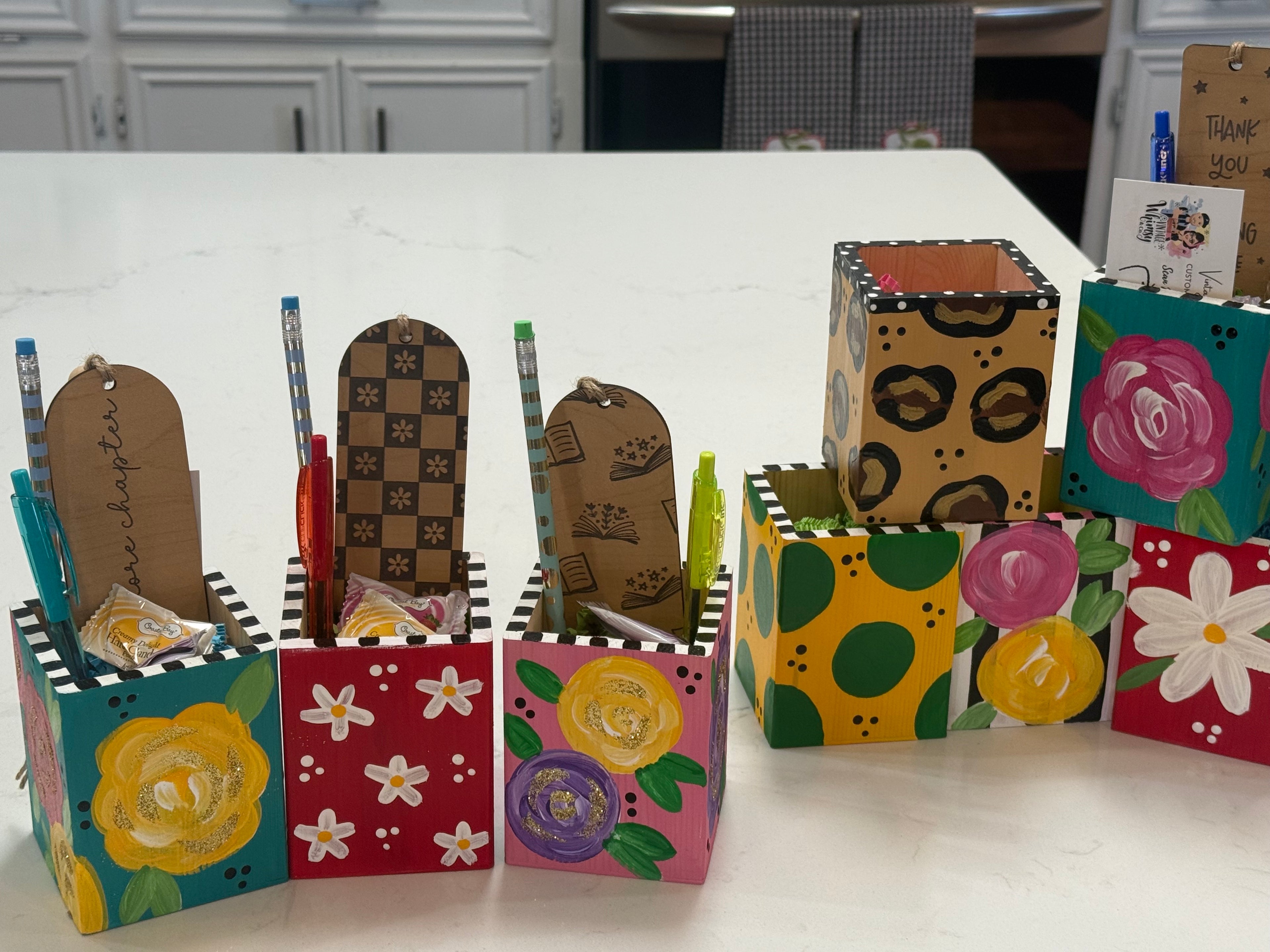 Handpainted Teacher Pencil Caddies