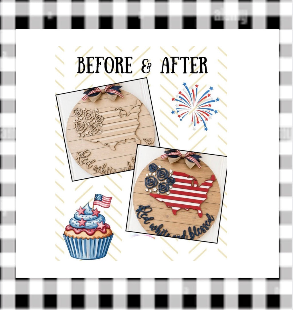 Red, White, & Blessed Patriotic DIY Doorhanger