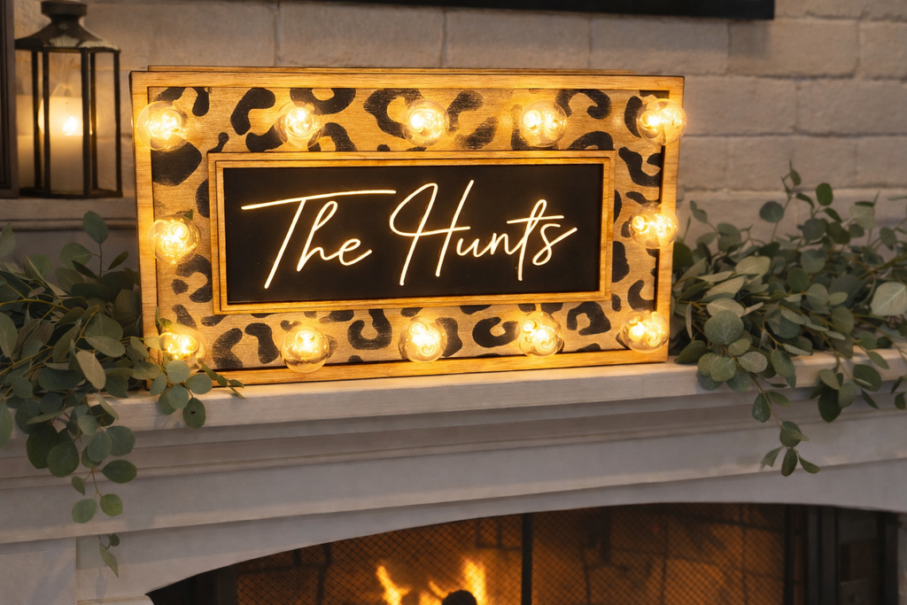 Leopard Print Lighted Box Sign