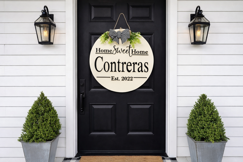 Home Sweet Home Name + Year Door Hanger