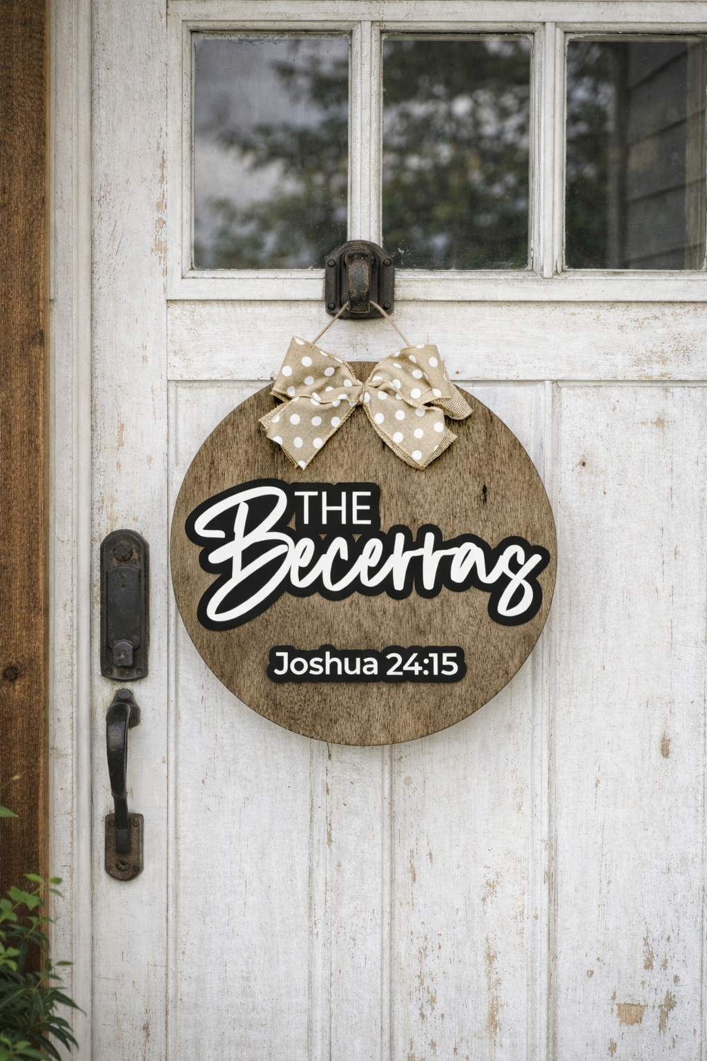 Bold Name + Bible Verse Door Hanger