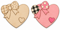 Bow Heart unfinished etched wood cutout beside painted inspiration mockup