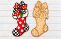 Christmas stocking unpainted wood kit with red polka-dot painted inspiration
