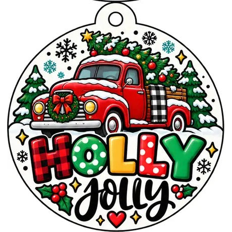 Christmas Car Freshie: Holly Jolly (red truck)