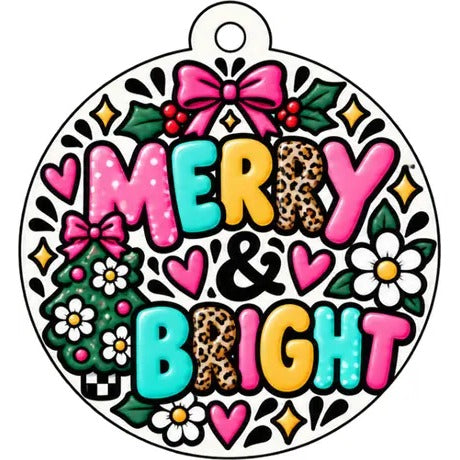 Christmas Car Freshie: Merry & Bright (pink bow)