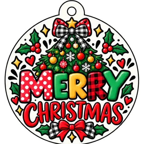 Christmas Car Freshie: Merry Christmas (buffalo plaid)