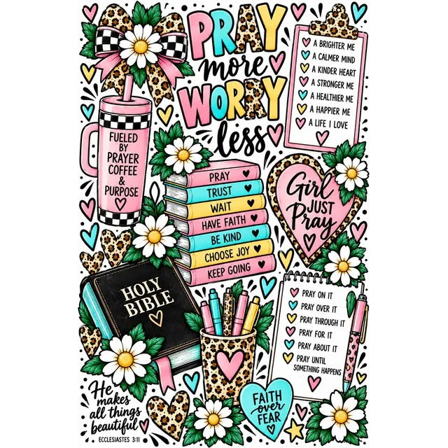 Corkboard: Pray More, Worry Less Prayer Board
