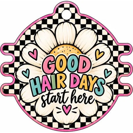 Everyday Hair Tie Holder: Good Hair Days Start Here (checkered daisy)