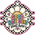 Everyday Hair Tie Holder: Good Hair Days Start Here (checkered daisy)