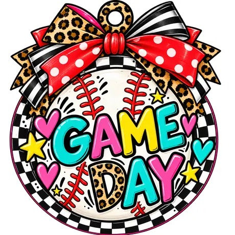 Game Day Car Freshie: Baseball Game Day (red bow)