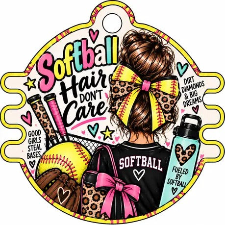 Sports Activities Hair Tie Holder: Softball Hair Don't Care