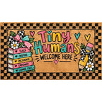 Welcome Doormat: Tiny Humans Welcome Here (pencil)