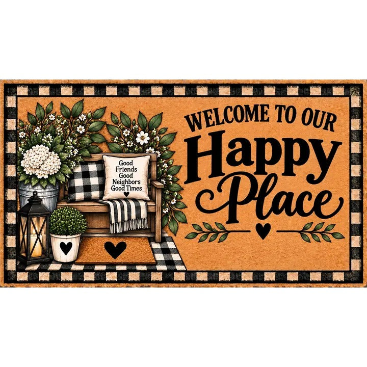 Welcome Doormat: Welcome to Our Happy Place