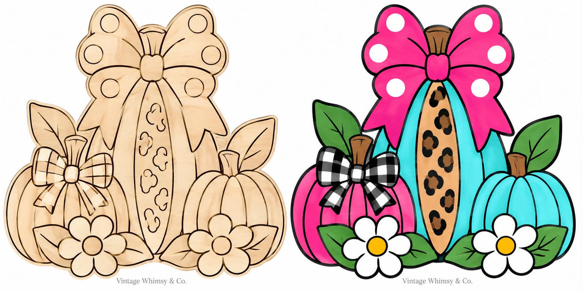 Pumpkin Trio wood cutout with painted inspiration