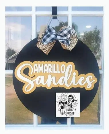 School name door hanger - script bow amarillo