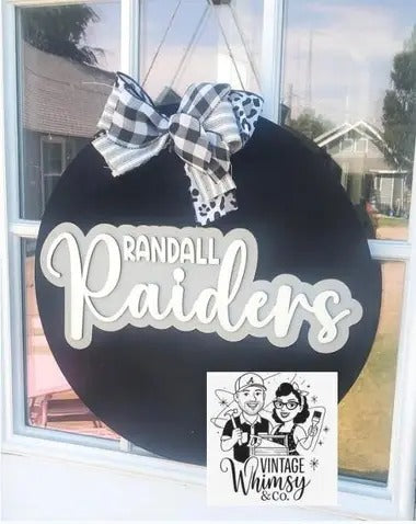 School name door hanger - script bow randall
