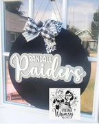 School name door hanger - script bow randall