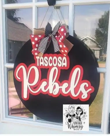 School name door hanger - script bow tascosa