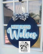 School name door hanger - script bow west plains