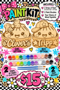Girl and boy personalized wooden Squishie paint kits with paint and brushes, $15