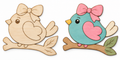 Sweet Love Bird unfinished etched wood cutout beside painted inspiration mockup