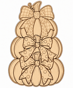 Triple Pumpkins DIY Paint Cutout — unpainted wood with light etched pattern guides