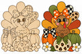 Turkey & Pumpkins wood cutout with painted inspiration