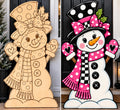 Whimsical Winter Snowman wood cutout with painted inspiration