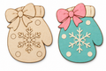 Winter Mitten unfinished etched wood cutout beside painted inspiration mockup