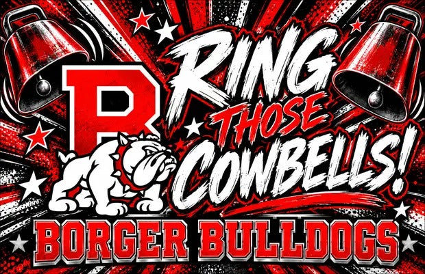Team yard sign - cowbells borger