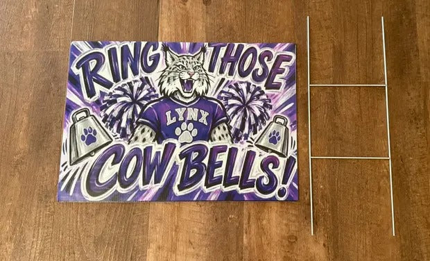 Team yard sign - cowbells lynx